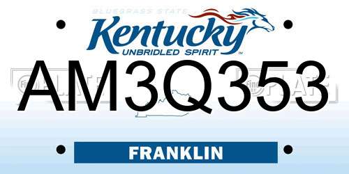 AM3Q353 Kentucky License Plate