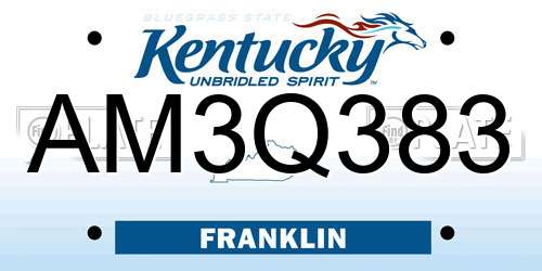 AM3Q383 Kentucky License Plate