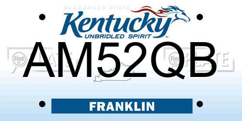 AM52QB Kentucky License Plate