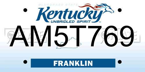 AM5T769 Kentucky License Plate
