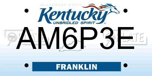 AM6P3E Kentucky License Plate