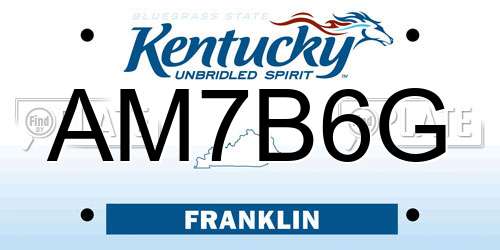 AM7B6G Kentucky License Plate