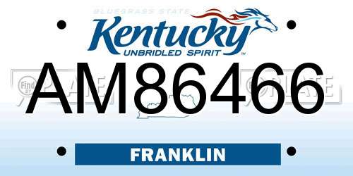 AM86466 Kentucky License Plate