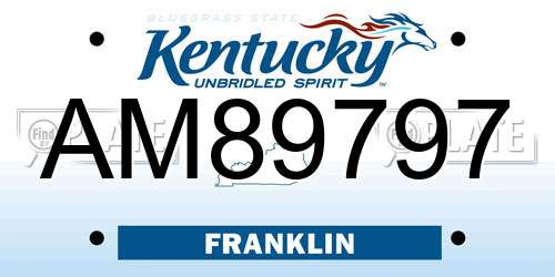 AM89797 Kentucky License Plate