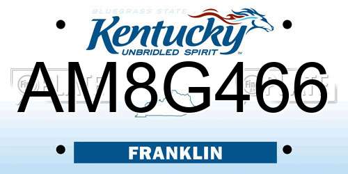 AM8G466 Kentucky License Plate