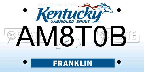 AM8T0B Kentucky License Plate