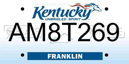 AM8T269 Kentucky License Plate