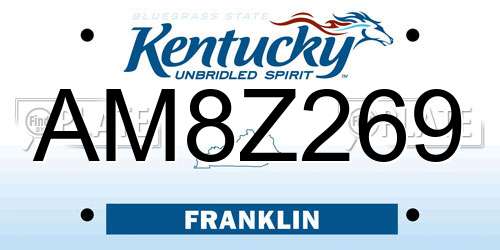 AM8Z269 Kentucky License Plate