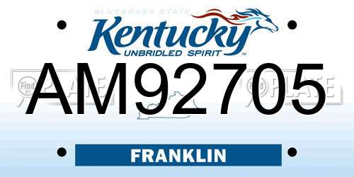 AM92705 Kentucky License Plate