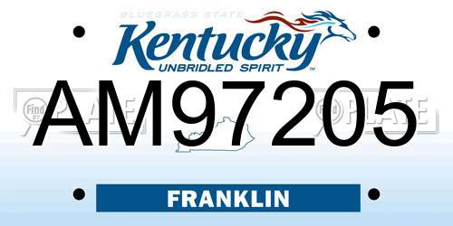 AM97205 Kentucky License Plate