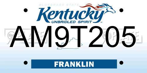 AM9T205 Kentucky License Plate