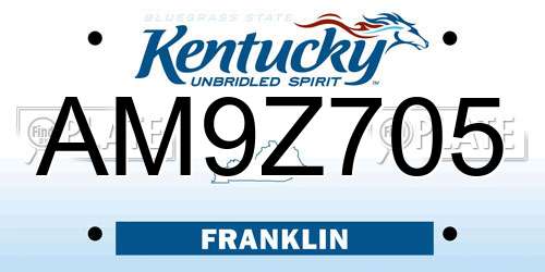 AM9Z705 Kentucky License Plate