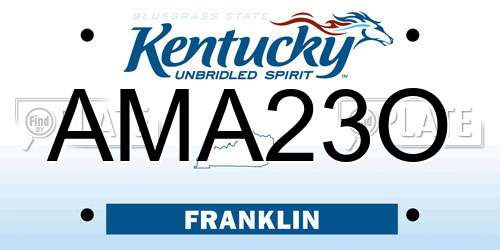 AMA23O Kentucky License Plate