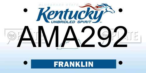 AMA292 Kentucky License Plate