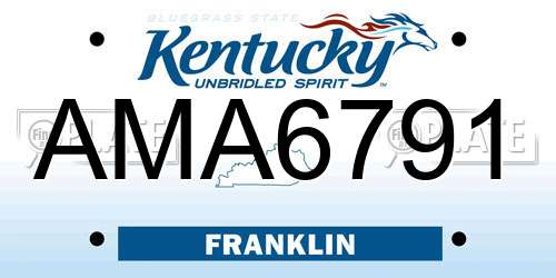 AMA6791 Kentucky License Plate