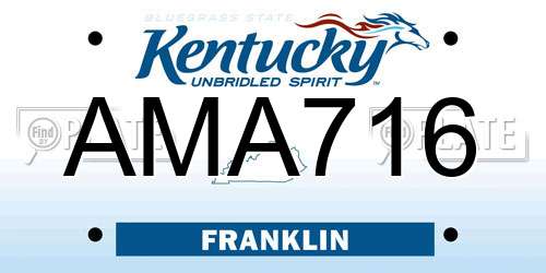 AMA716 Kentucky License Plate
