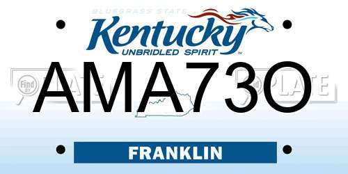 AMA73O Kentucky License Plate