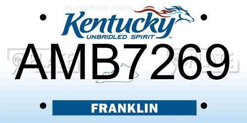 AMB7269 Kentucky License Plate