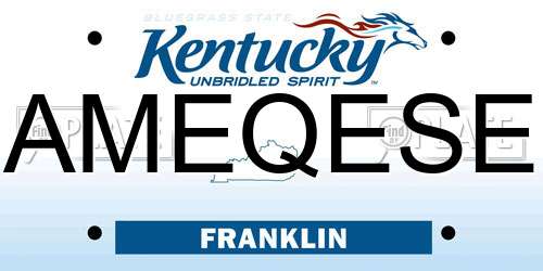 AMEQESE Kentucky License Plate