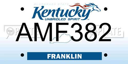 AMF382 Kentucky License Plate