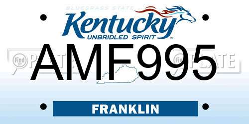 AMF995 Kentucky License Plate