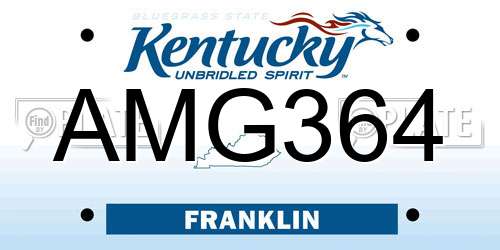 AMG364 Kentucky License Plate