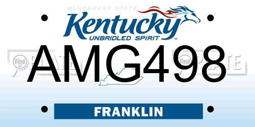 AMG498 Kentucky License Plate