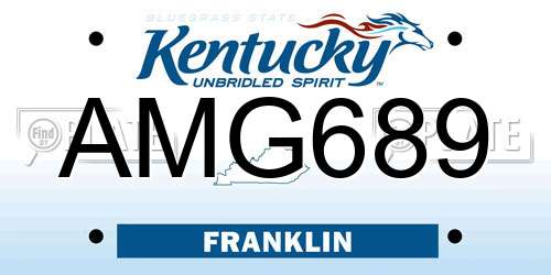 AMG689 Kentucky License Plate