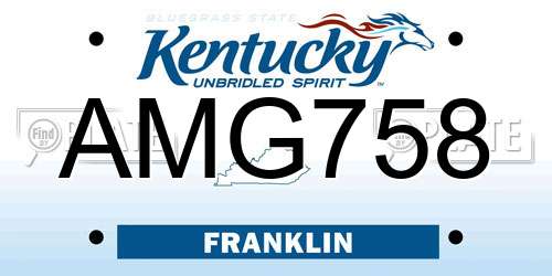 AMG758 Kentucky License Plate