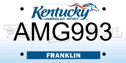 AMG993 Kentucky License Plate