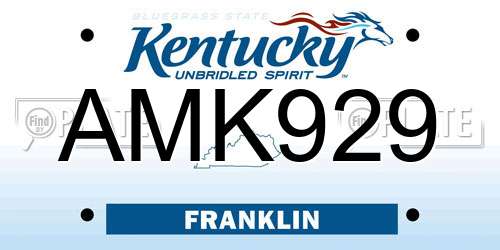 AMK929 Kentucky License Plate