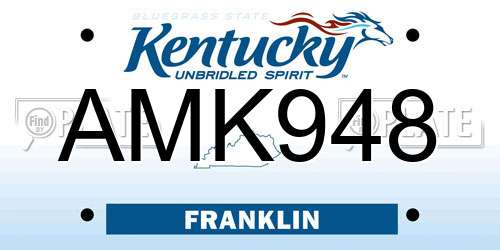 AMK948 Kentucky License Plate