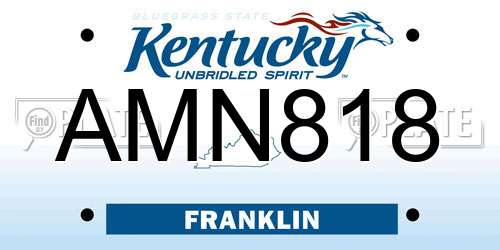 AMN818 Kentucky License Plate