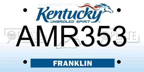 AMR353 Kentucky License Plate