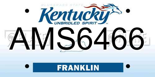 AMS6466 Kentucky License Plate