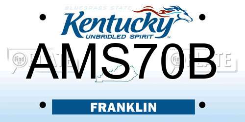 AMS70B Kentucky License Plate