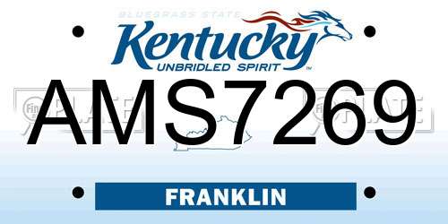 AMS7269 Kentucky License Plate