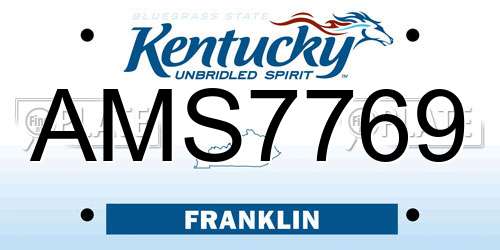 AMS7769 Kentucky License Plate
