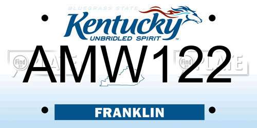 AMW122 Kentucky License Plate