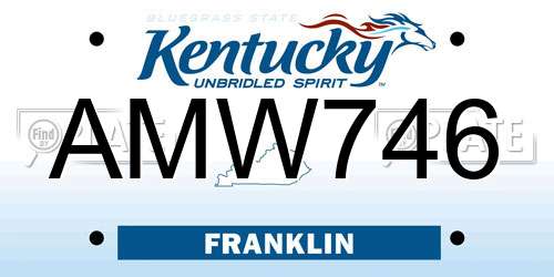 AMW746 Kentucky License Plate