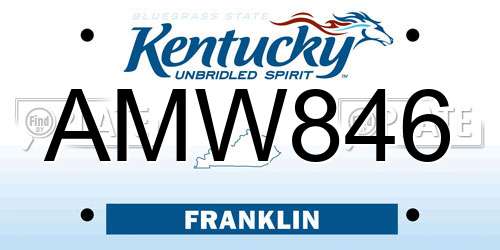 AMW846 Kentucky License Plate