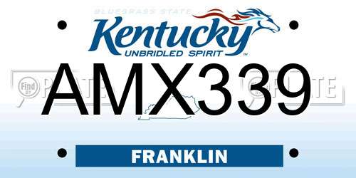 AMX339 Kentucky License Plate