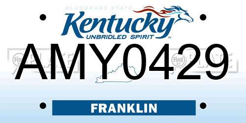 AMY0429 Kentucky License Plate