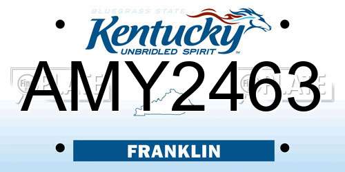 AMY2463 Kentucky License Plate