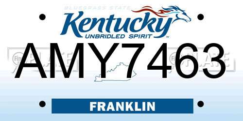 AMY7463 Kentucky License Plate