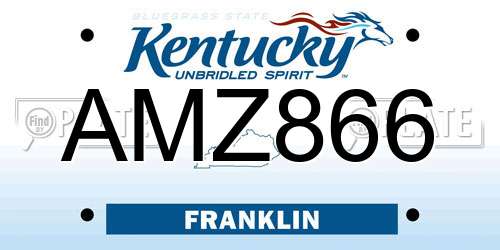 AMZ866 Kentucky License Plate