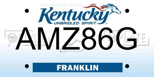 AMZ86G Kentucky License Plate