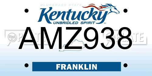 AMZ938 Kentucky License Plate