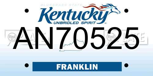 AN70525 Kentucky License Plate