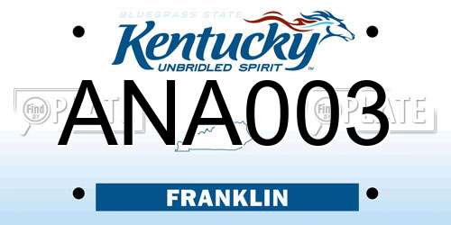 ANA003 Kentucky License Plate
